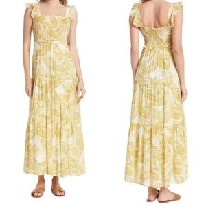 Nanette Lepore Smocked Palm print maxi dress